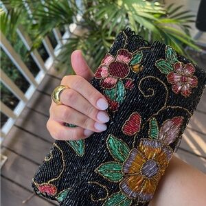 Floral Beaded Clutch